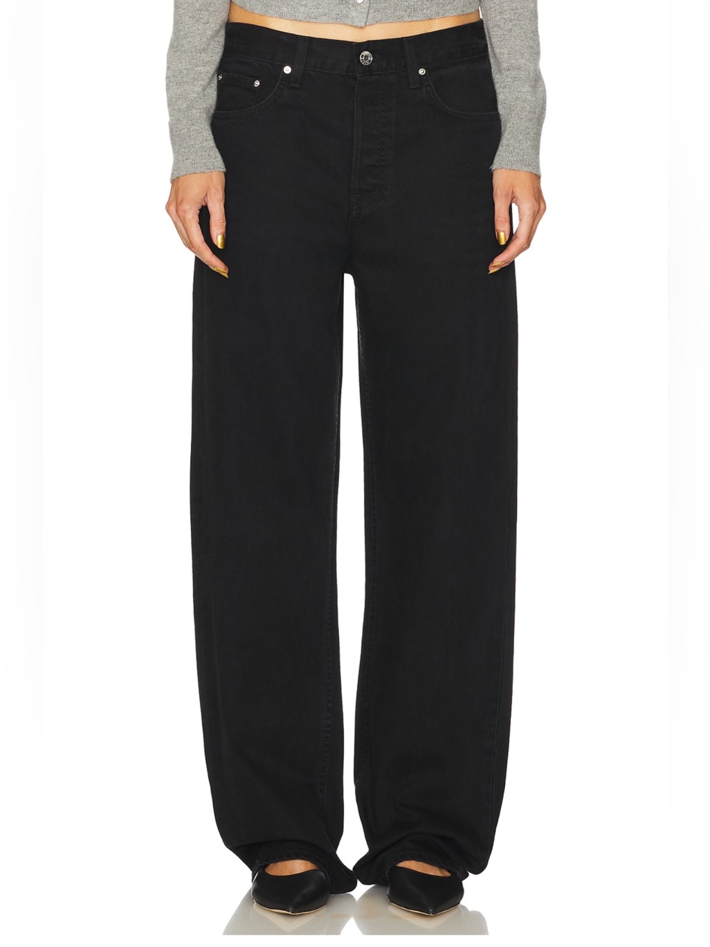 Grlfrnd Bella Low Rise Boyfriend Jean In Black